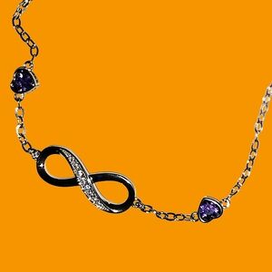 Fine Infinity Love Heart Bracelet 925 Silver With White Gold Plating